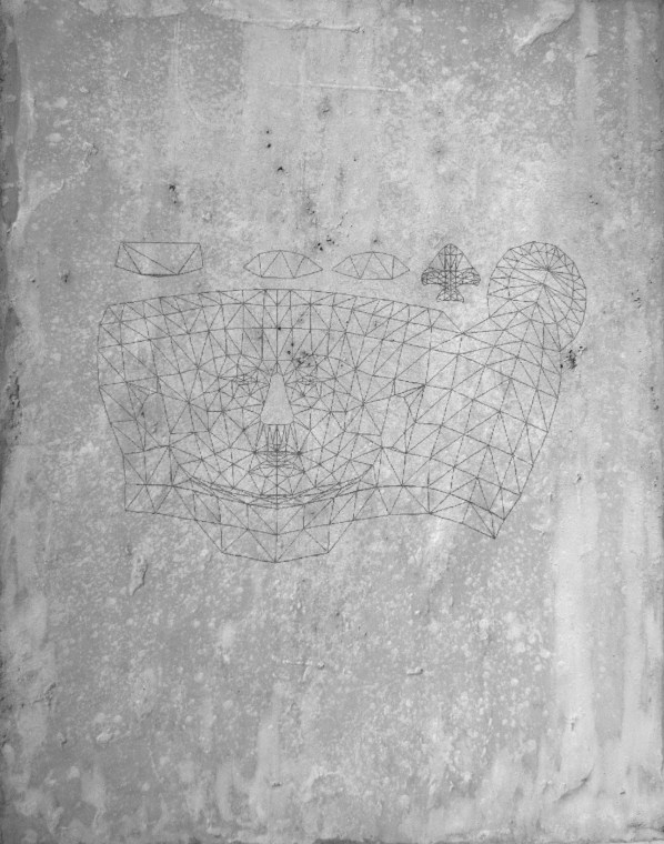 © Marco Mendeni, Digital Petroglyphs Human 95x65cm, digtal processing on concrete, 2014